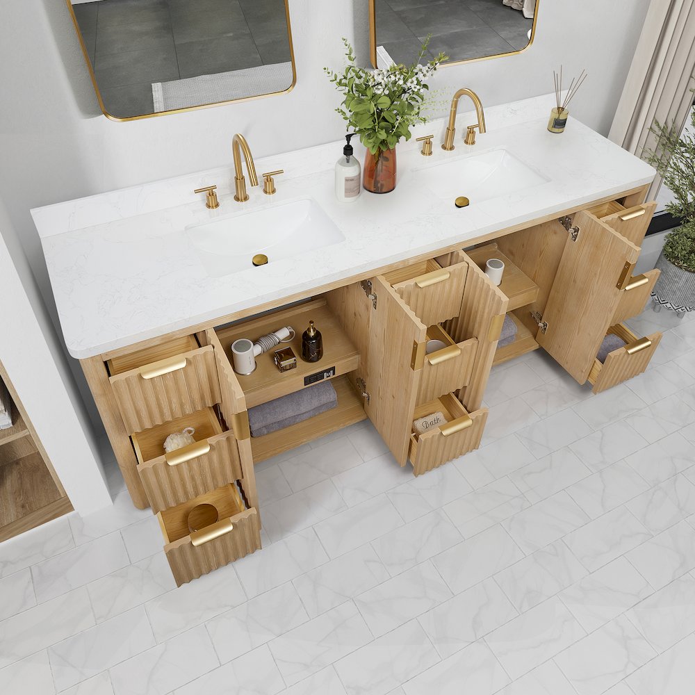 Cádiz 84in. Free-standing Double Bathroom Vanity in Washed Ash Grey. Picture 6