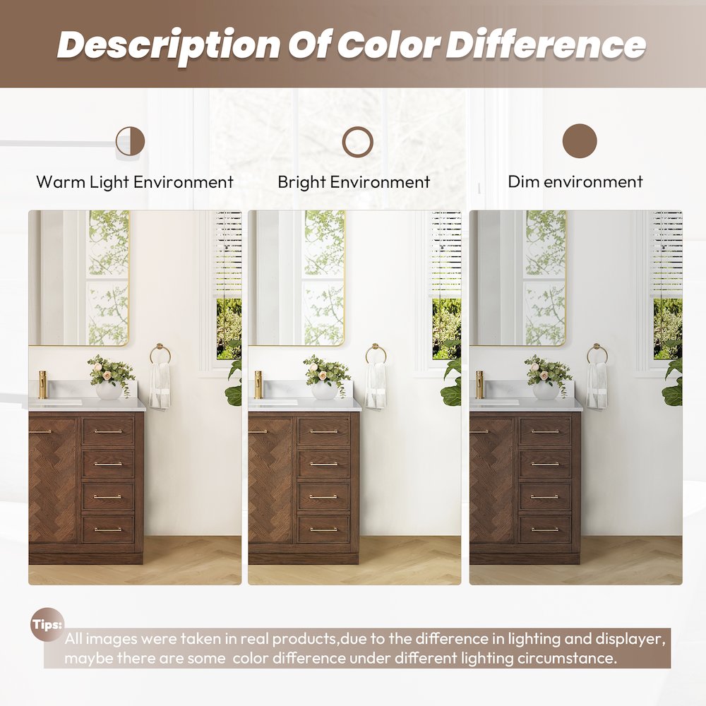 Jakarta 60M" Freestanding Double Bath Vanity in Aged Dark Brown Oak. Picture 15