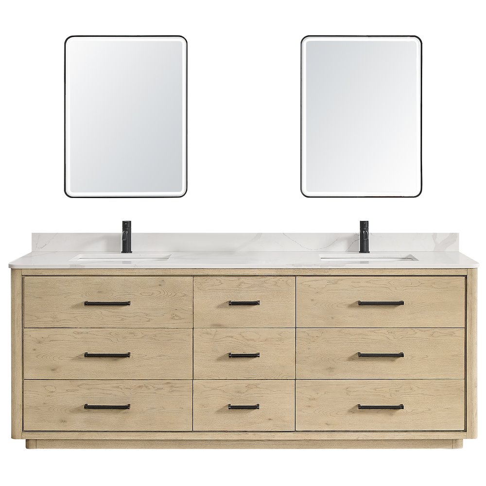 Porto 84" Free-standing Double Bath Vanity in Aged Natural Oak. Picture 1