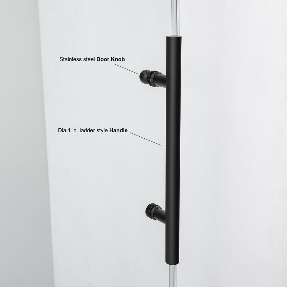 Villena 60" W x 78" H Single Sliding Frameless Shower Door in Brushed Gold. Picture 7