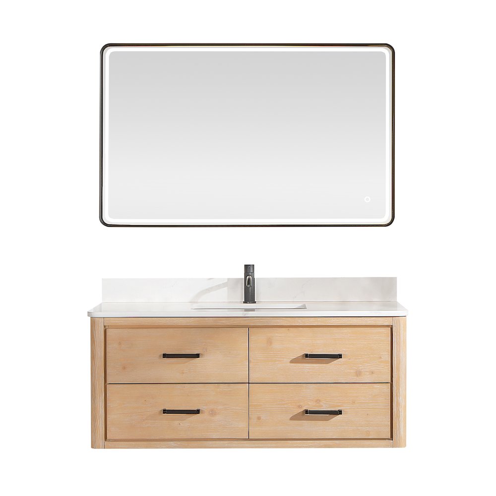 Cristo 48" Floating Single Bath Vanity in Fir Wood Brown. Picture 1