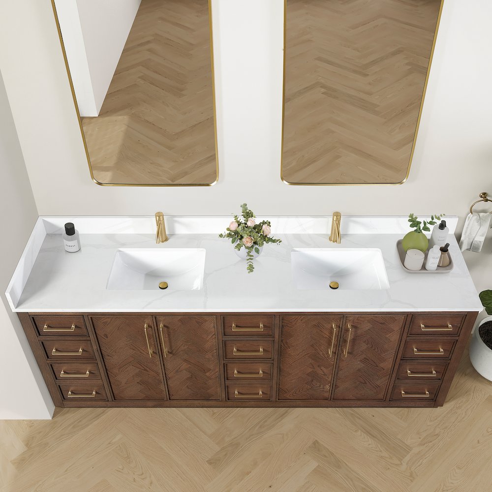 Jakarta 84" Freestanding Double Bath Vanity in Aged Dark Brown Oak. Picture 4