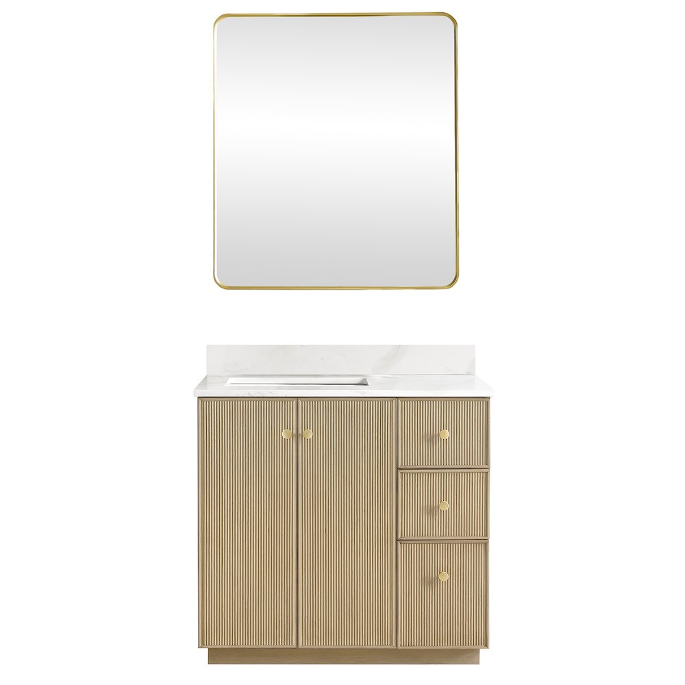 Oza 36" Free-standing Single Bath Vanity in Aged Natural Oak. Picture 2