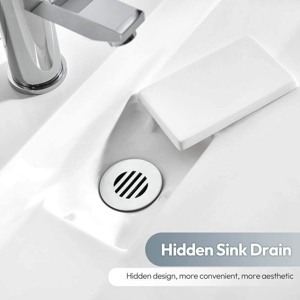 Rectangular White Finish Composite Granite Stone Console Bathroom Vanity Sink. Picture 6
