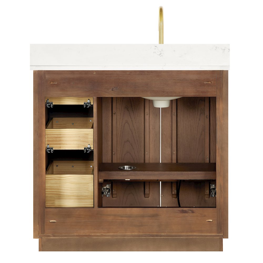 Oza 36" Free-standing Single Bath Vanity in Aged Dark Brown Oak. Picture 16