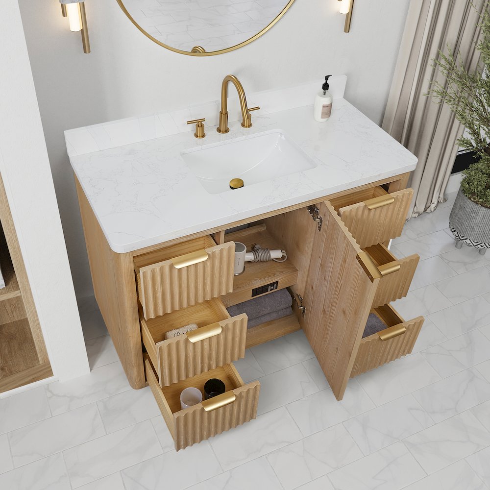 Cádiz 48in. Free-standing Single Bathroom Vanity in Washed Ash Grey. Picture 6