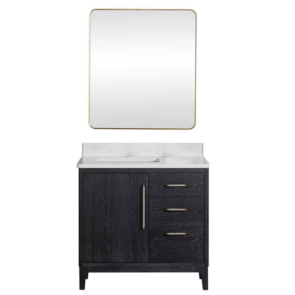 Gara 36" Free-standing Single Bath Vanity in Fir Wood Black. Picture 2