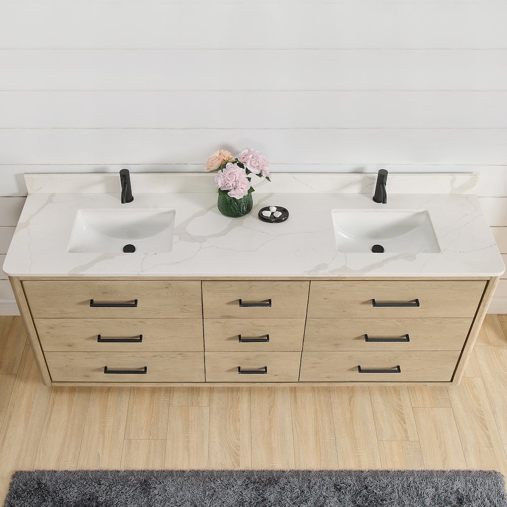 Porto 84" Free-standing Double Bath Vanity in Aged Natural Oak. Picture 5