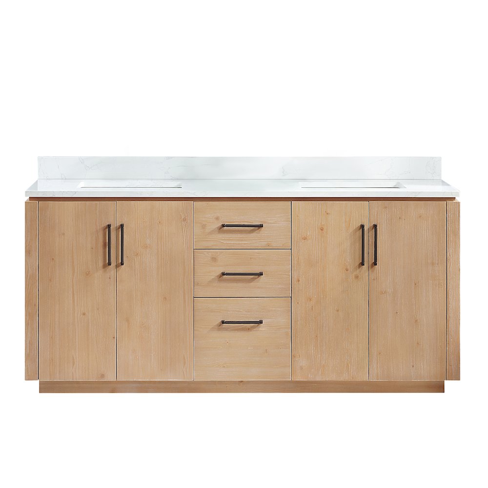 San 72" Free-standing Double Bath Vanity in Fir Wood Brown. Picture 2