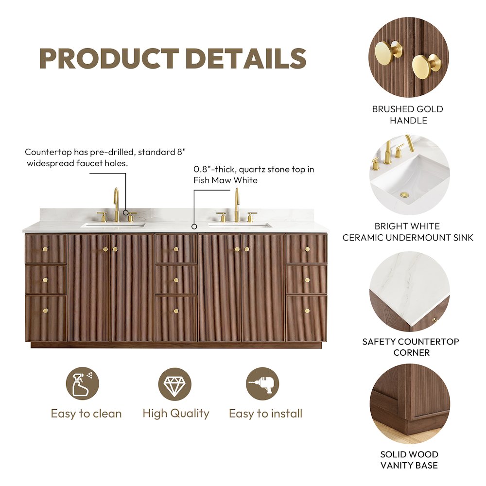 Oza 84" Free-standing Double Bath Vanity in Aged Dark Brown Oak. Picture 18