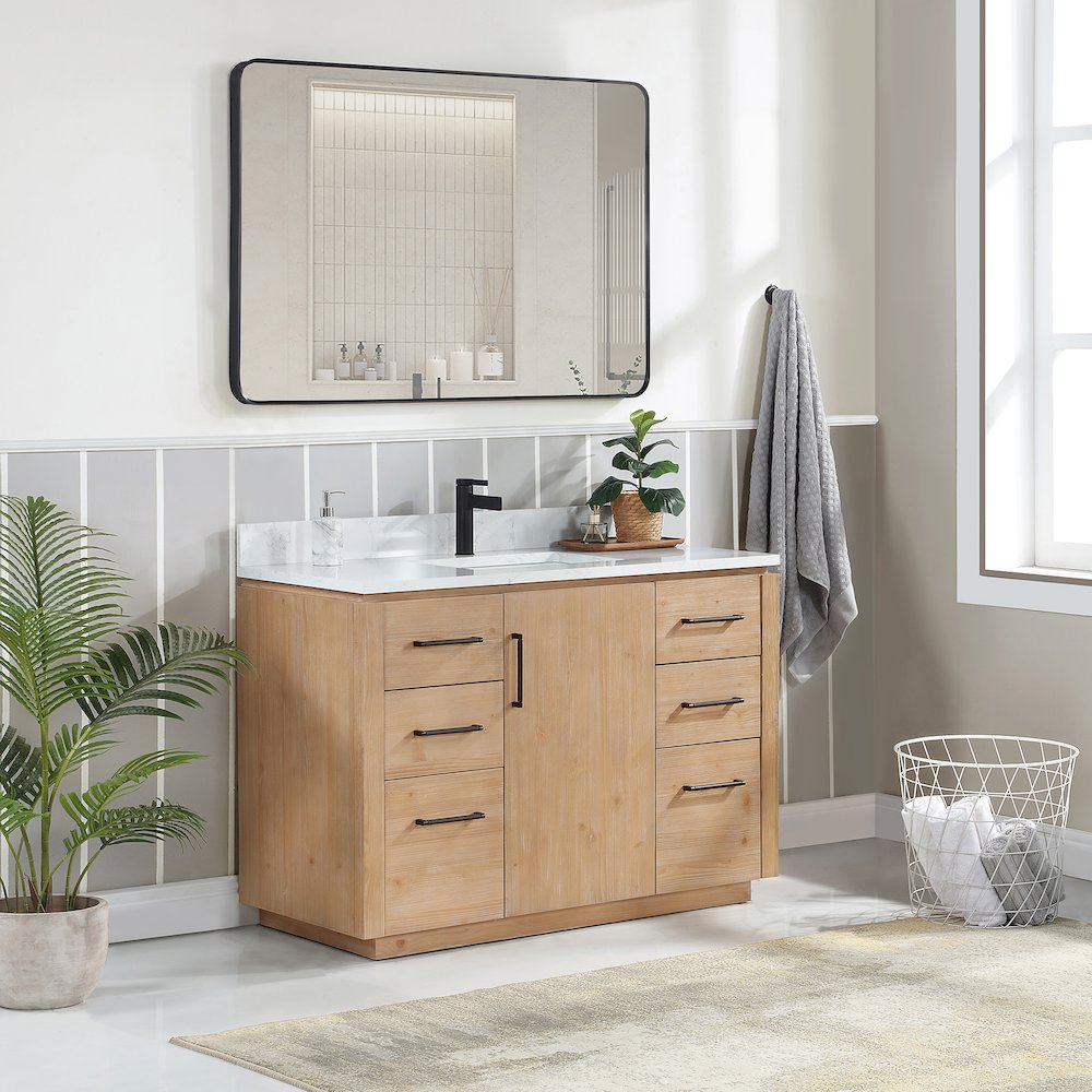 San 48" Free-standing Single Bath Vanity in Fir Wood Brown. Picture 4
