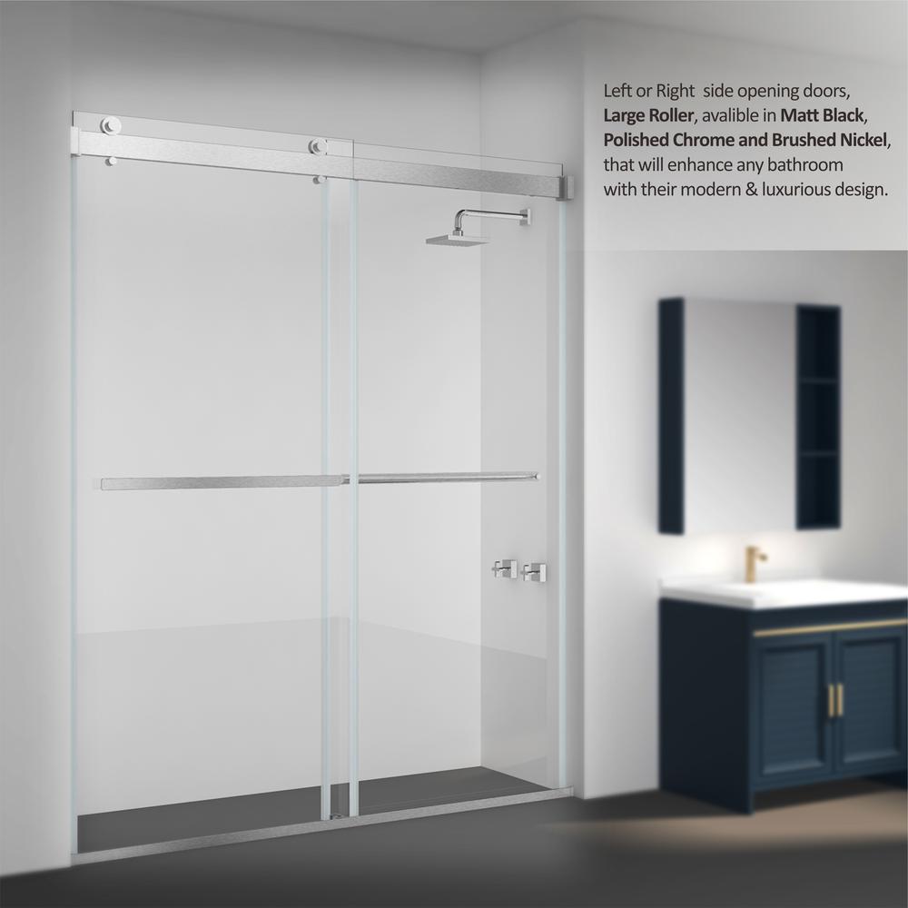 Rectangle Double Sliding Frameless Shower Enclosure in Matte Black. Picture 14