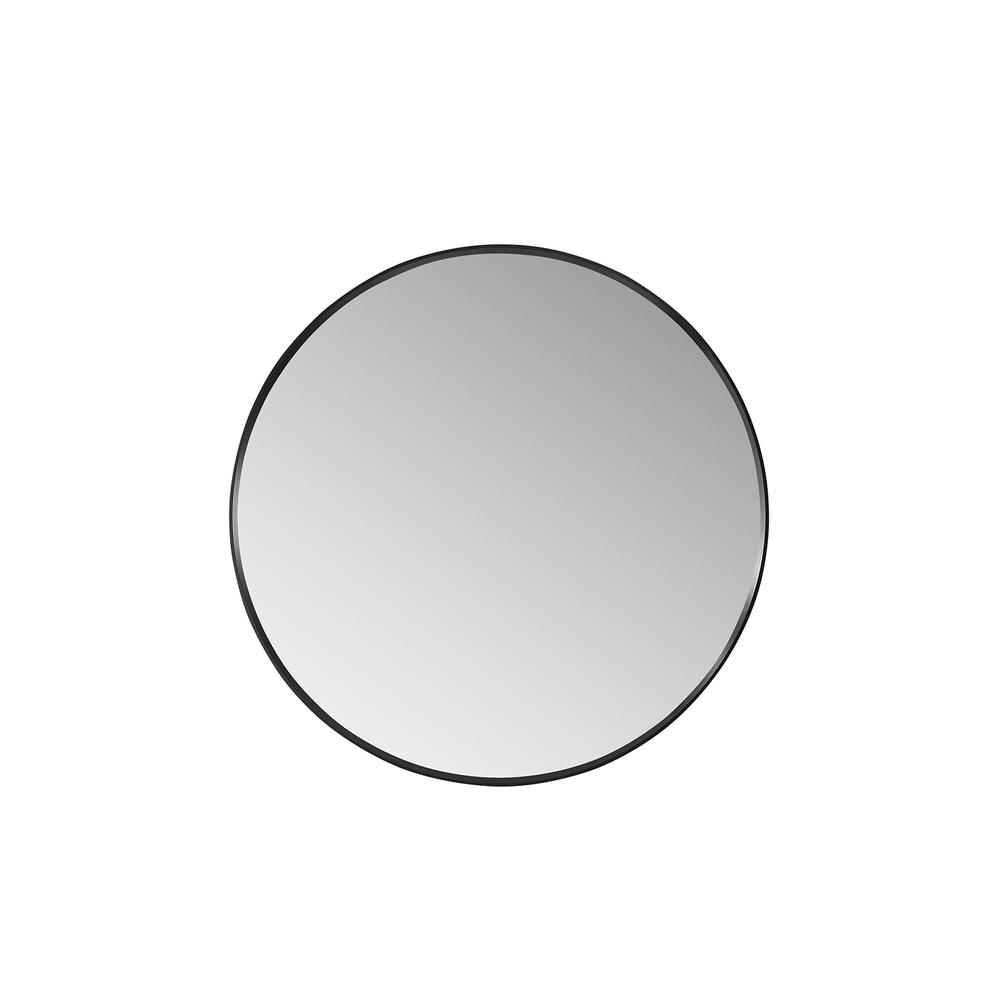 Cascante 32 in. W x 32 in. H Round Metal Wall Mirror in Brushed Black. Picture 1