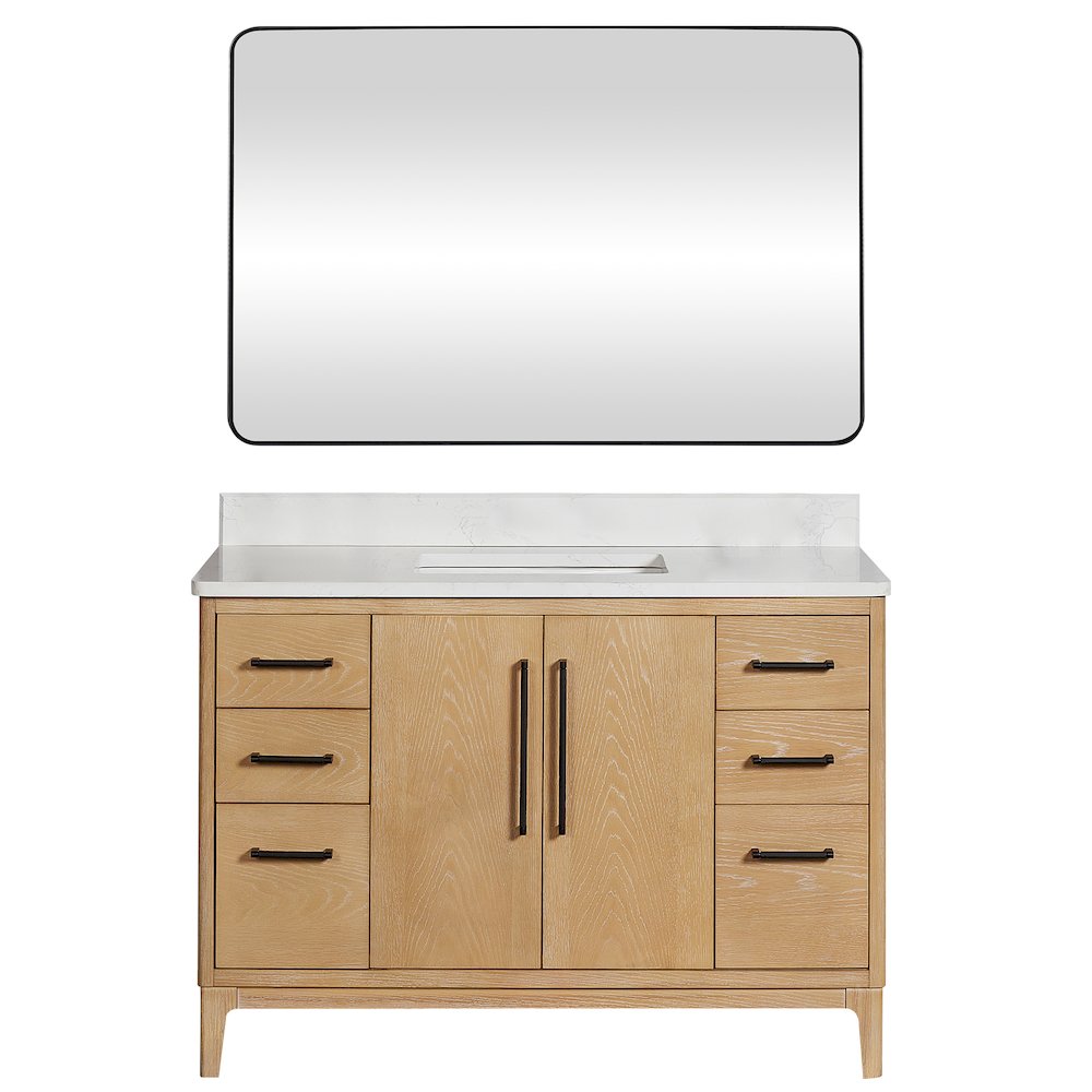 Gara 48" Free-standing Single Bath Vanity in Washed Ash Grey. Picture 2