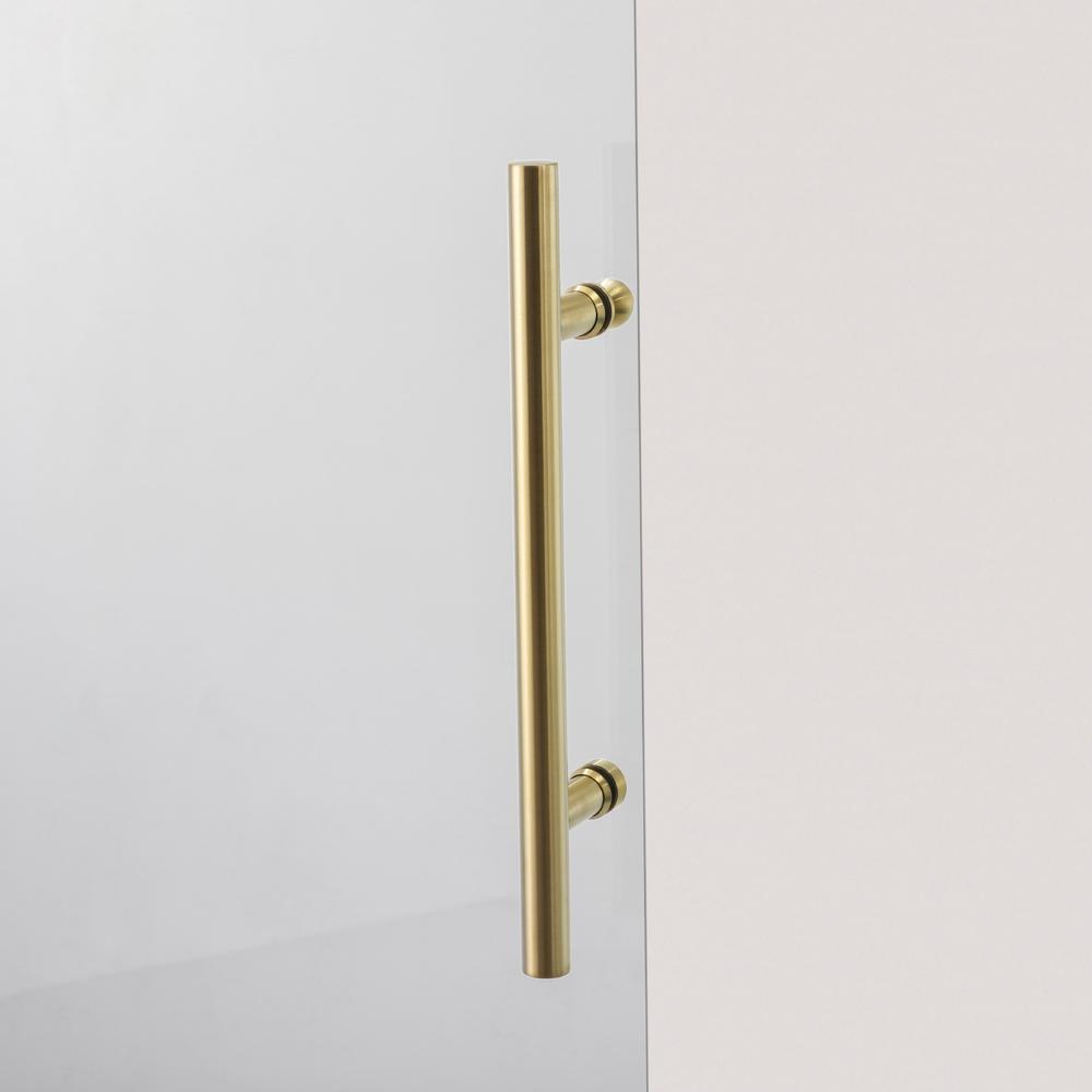 Villena 60" W x 78" H Single Sliding Frameless Shower Door in Brushed Gold. Picture 3