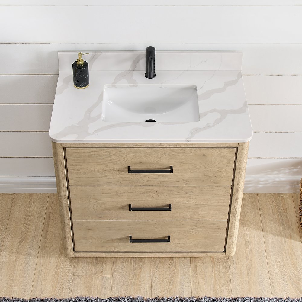 Porto 36" Free-standing Single Bath Vanity in Aged Natural Oak. Picture 5