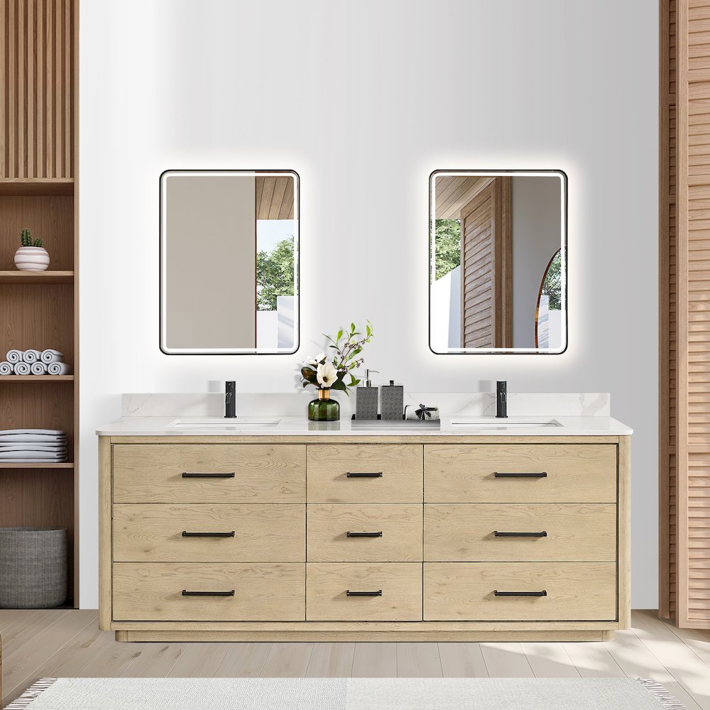 Porto 84" Free-standing Double Bath Vanity in Aged Natural Oak. Picture 7