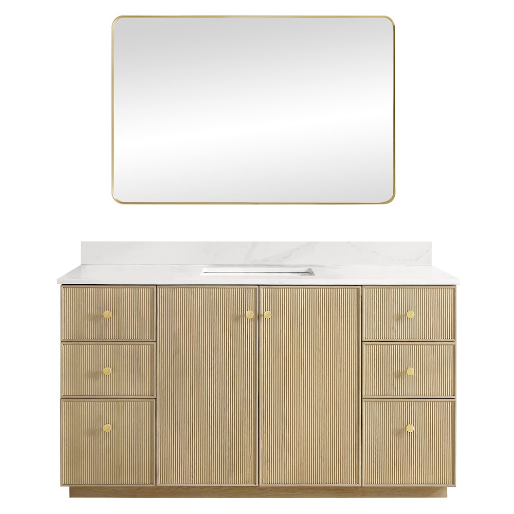 Oza 60" Free-standing Single Bath Vanity in Aged Natural Oak. Picture 2