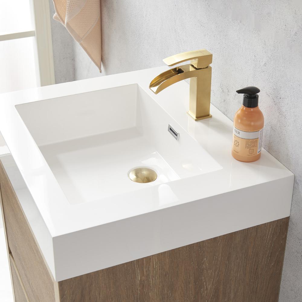 Single Sink Bath Vanity with White Composite Integral Square Sink Top. Picture 8