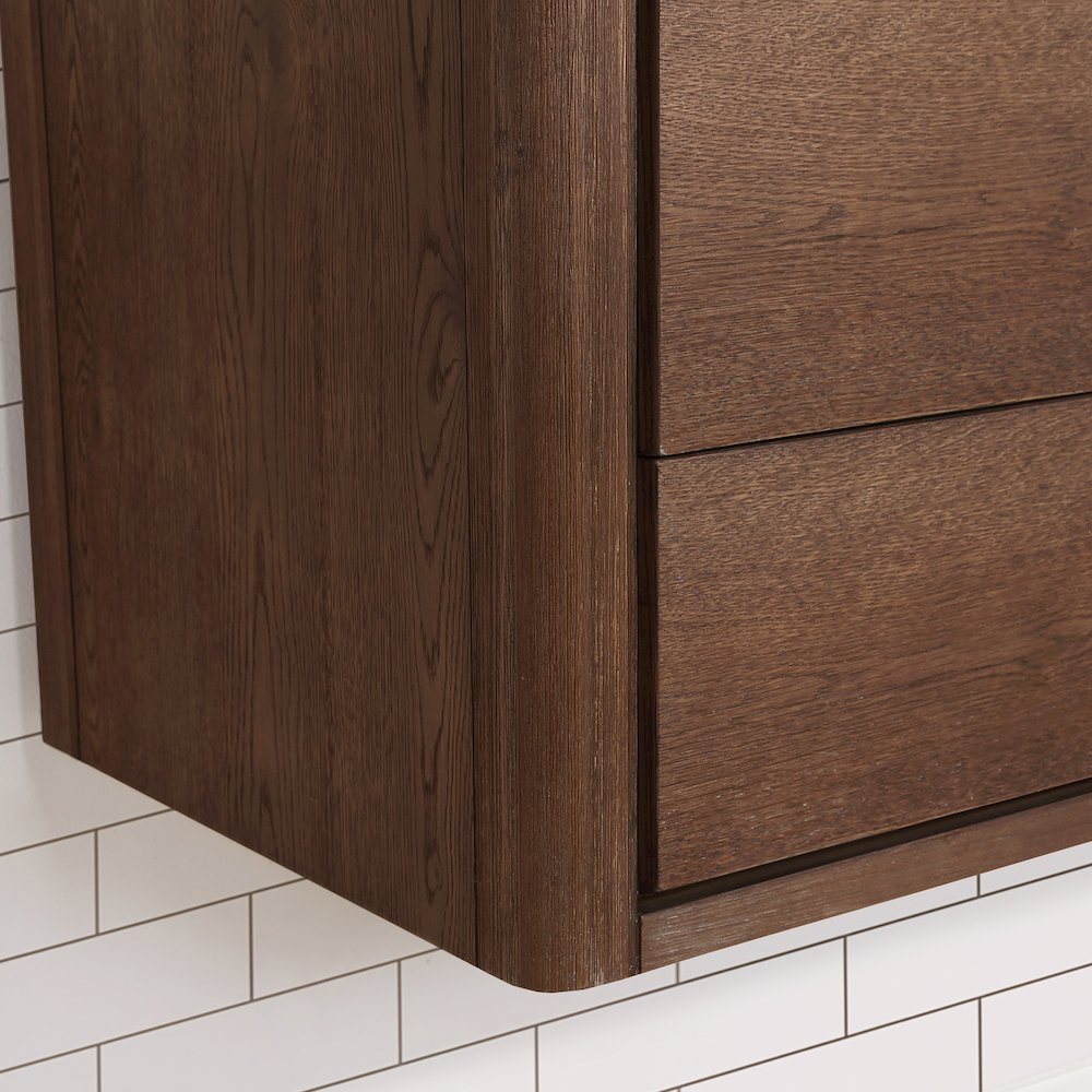 Cristo 60M" Floating Double Bath Vanity in Aged Dark Brown Oak. Picture 13