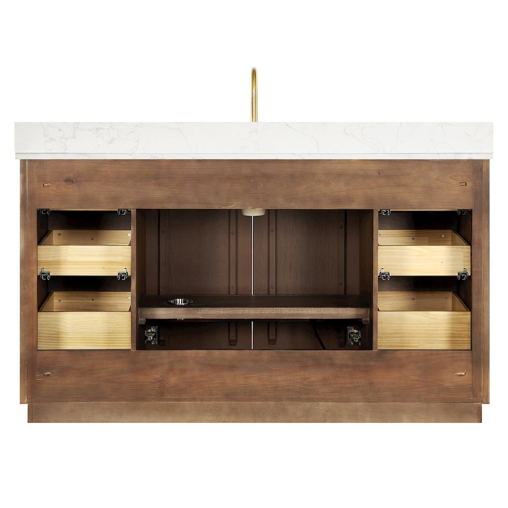 Oza 60" Free-standing Single Bath Vanity in Aged Dark Brown Oak. Picture 16