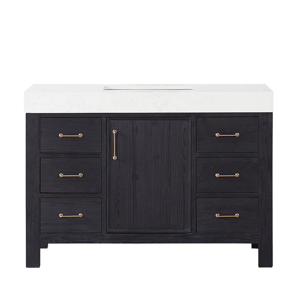 León 48in. Free-standing Single Bathroom Vanity in Fir Wood Black. Picture 2