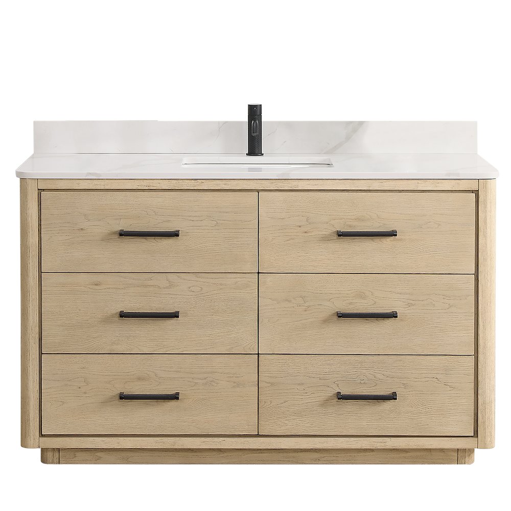 Porto 55" Free-standing Single Bath Vanity in Aged Natural Oak. Picture 1