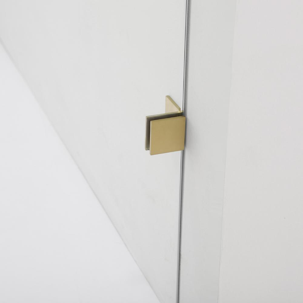Rectangle Single Sliding Frameless Shower Enclosure in Brushed Gold. Picture 3