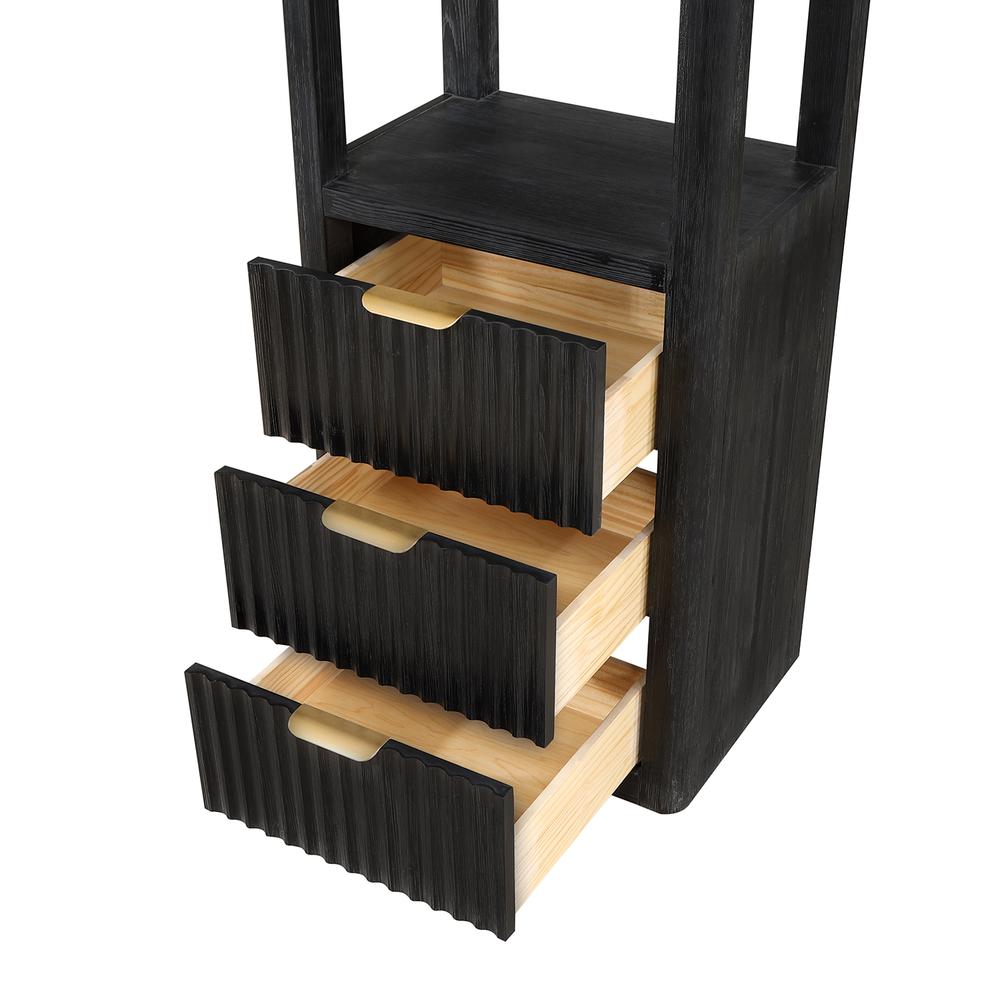 Black Storage Cabinet with 3 Drawers 3 Shelves for Bathroom and Living Room. Picture 7