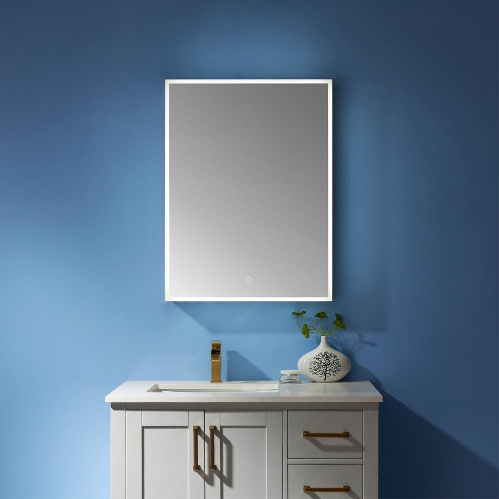 24" Rectangle Frameless Lighted Medicine Cabinet Wall Mounted Mirror. Picture 5