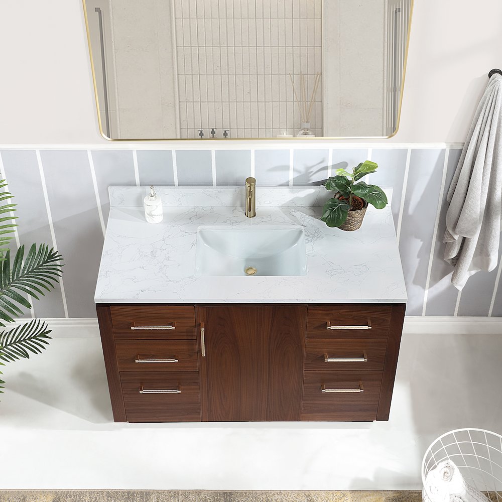 San 48" Free-standing Single Bath Vanity in Natural Walnut. Picture 5