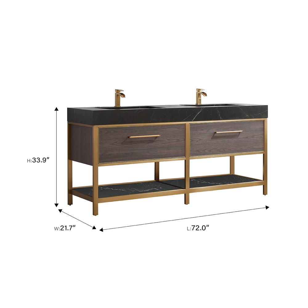 Double Sink Bath Vanity with Black Sintered Stone Top. Picture 15