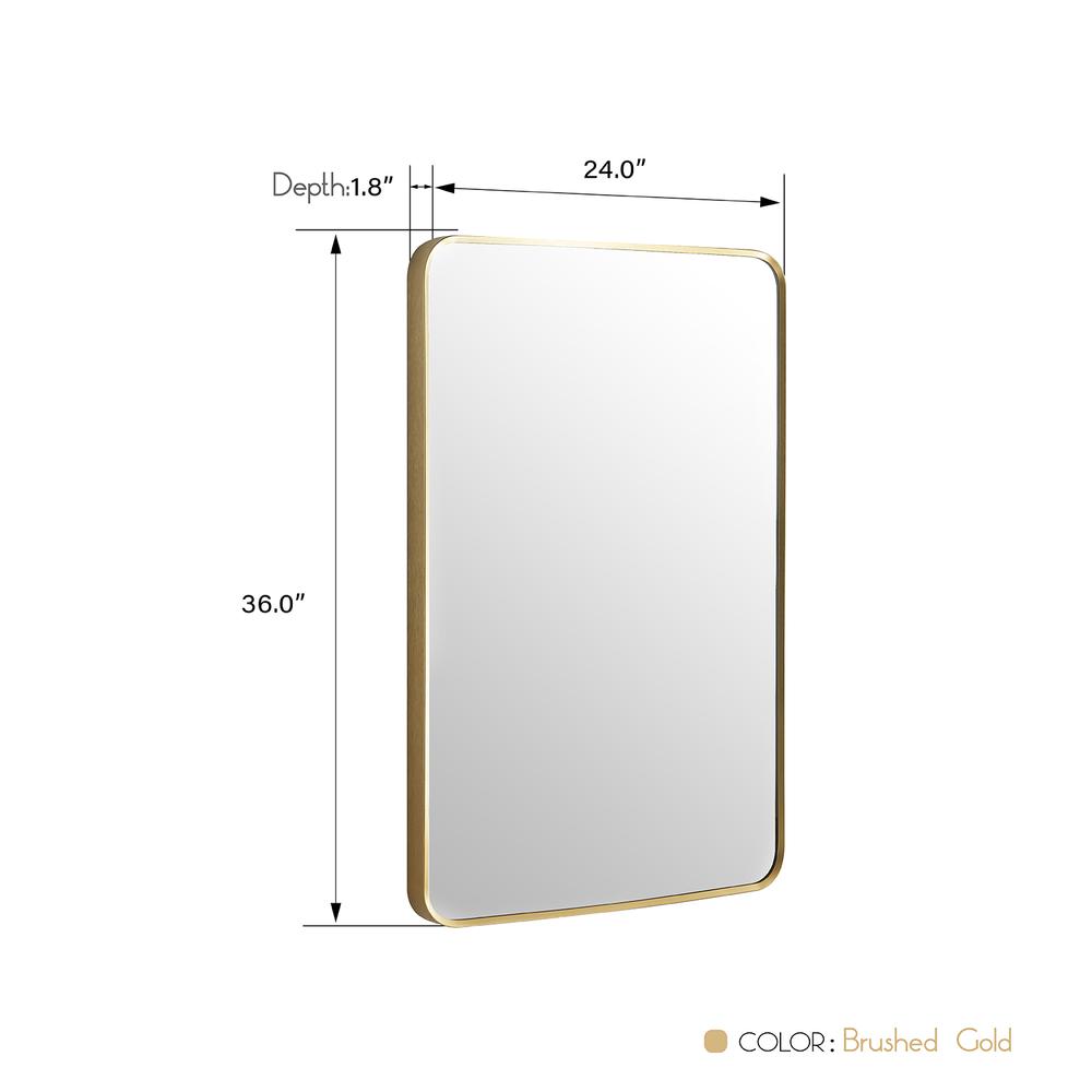 Mutriku 24 in. W x 36 in. H Rectangle Metal Wall Mirror in Brushed Gold. Picture 8