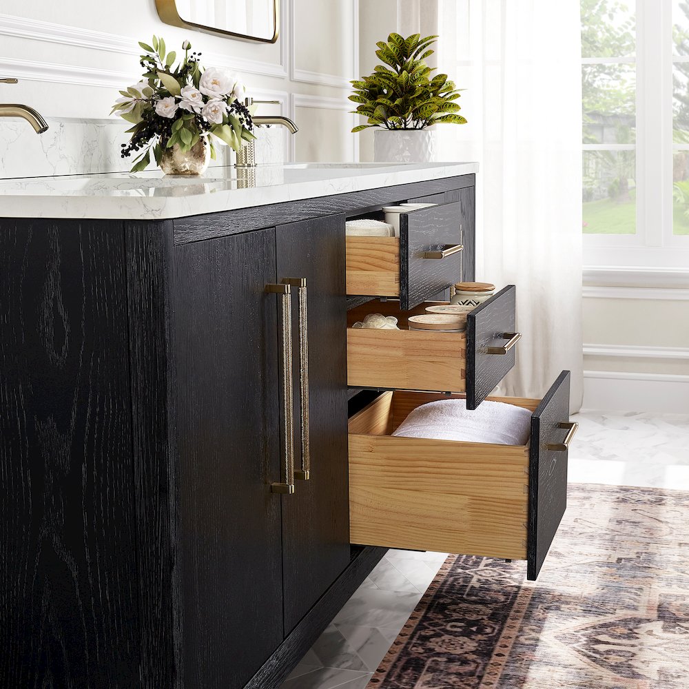 Gara 72" Free-standing Double Bath Vanity in Fir Wood Black. Picture 13