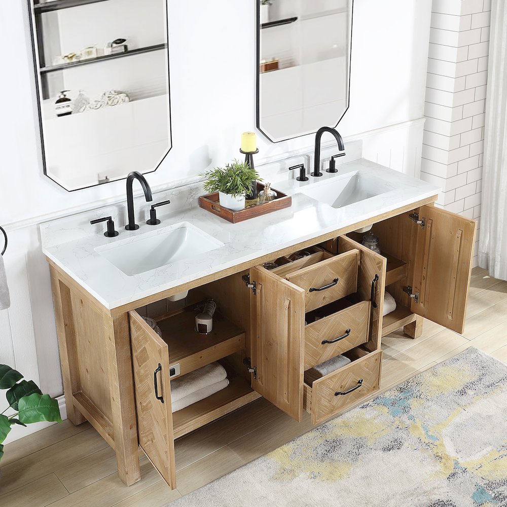 Javier 72" Free-standing Double Bath Vanity in Spruce Antique Brown. Picture 6