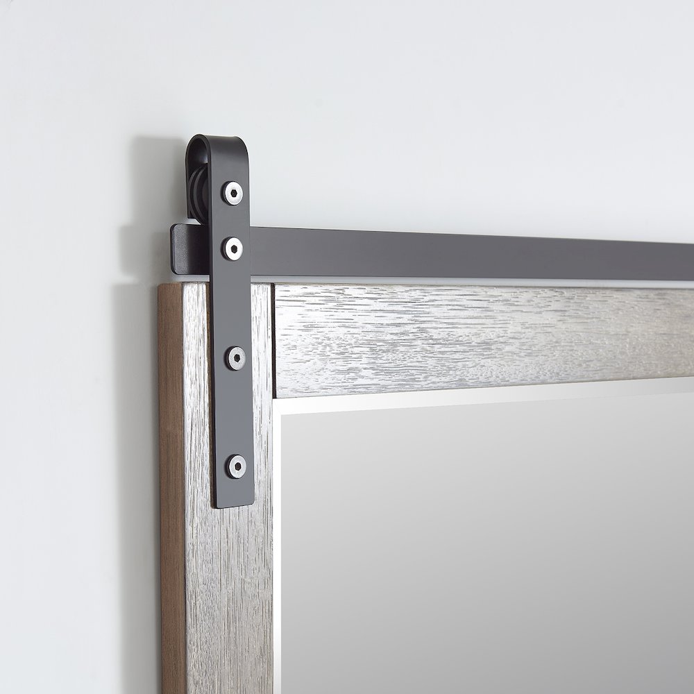 Cortes 72" Rectangular Bathroom Vanity Barndoor Wall Mount Mirror in Grey. Picture 4