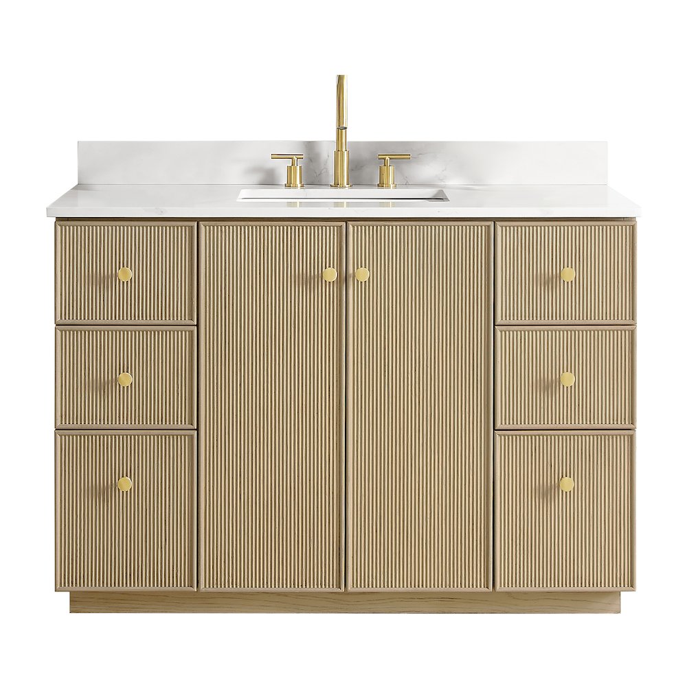 Oza 48" Free-standing Single Bath Vanity in Aged Natural Oak. Picture 1
