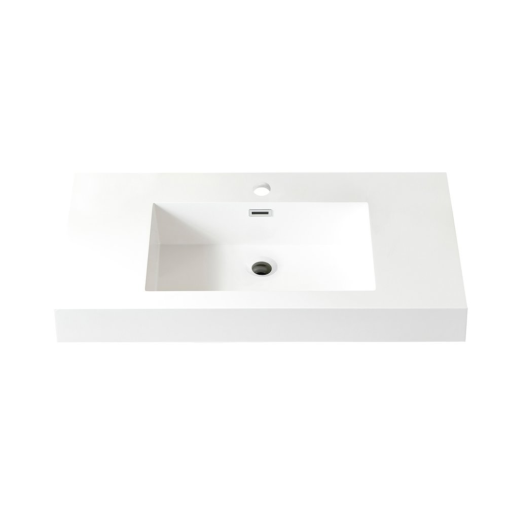 Rectangular White Finish Composite Granite Stonec Console Bathroom Vanity Sink. Picture 1