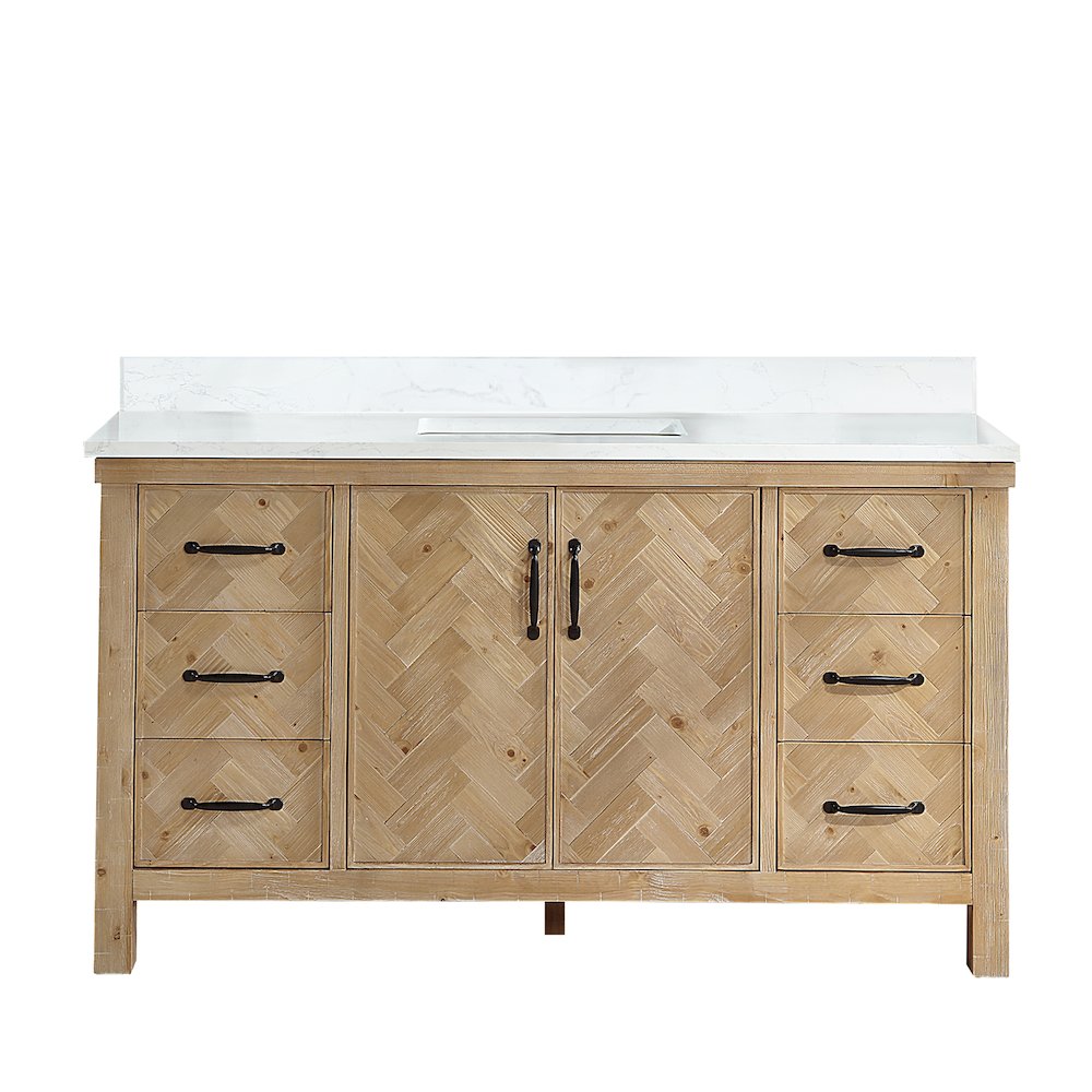 Javier 60" Free-standing Single Bath Vanity in Spruce Antique Brown. Picture 2