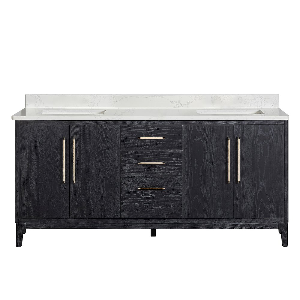 Gara 72" Free-standing Double Bath Vanity in Fir Wood Black. Picture 2
