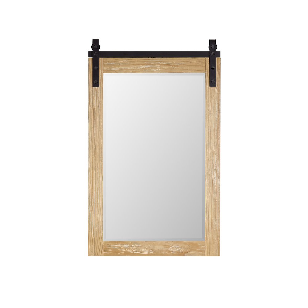 Cortes 24" Rectangular Bathroom Vanity Barndoor Wall Mount Mirror in Pine. Picture 1