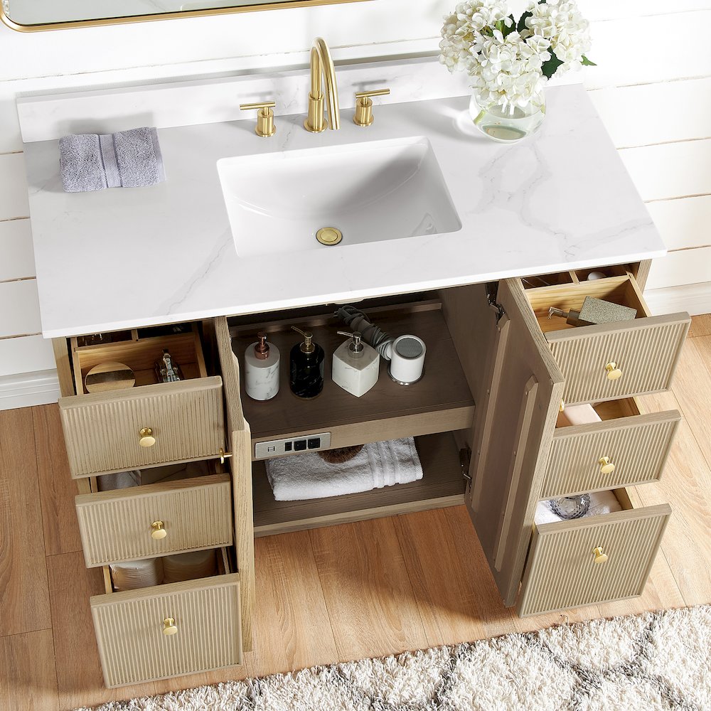 Oza 48" Free-standing Single Bath Vanity in Aged Natural Oak. Picture 7
