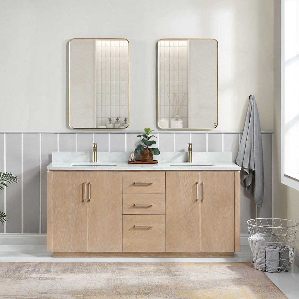 San 72" Free-standing Double Bath Vanity in Washed Ash Grey. Picture 3