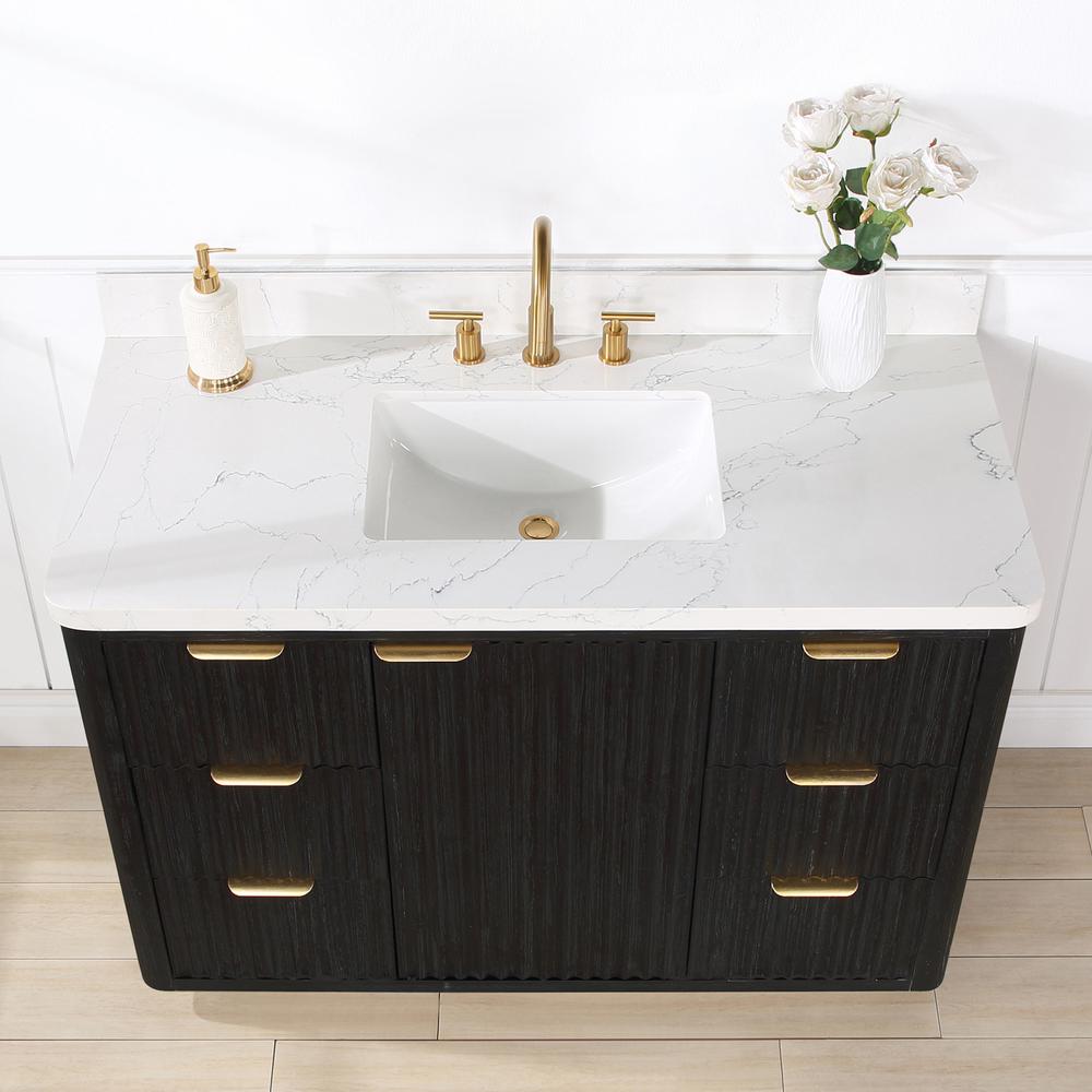 Free-standing Single Bathroom Vanity with Composite top in Lightning White. Picture 7