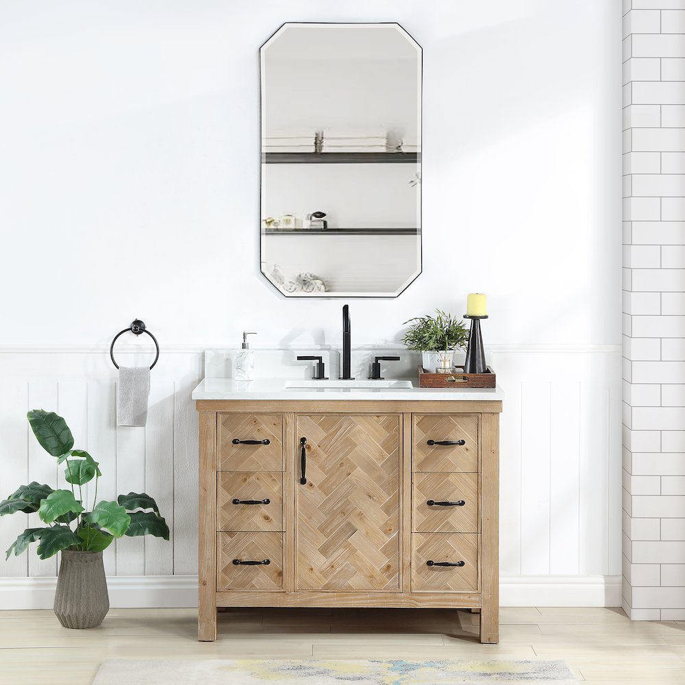 Javier 42" Free-standing Single Bath Vanity in Spruce Antique Brown. Picture 2