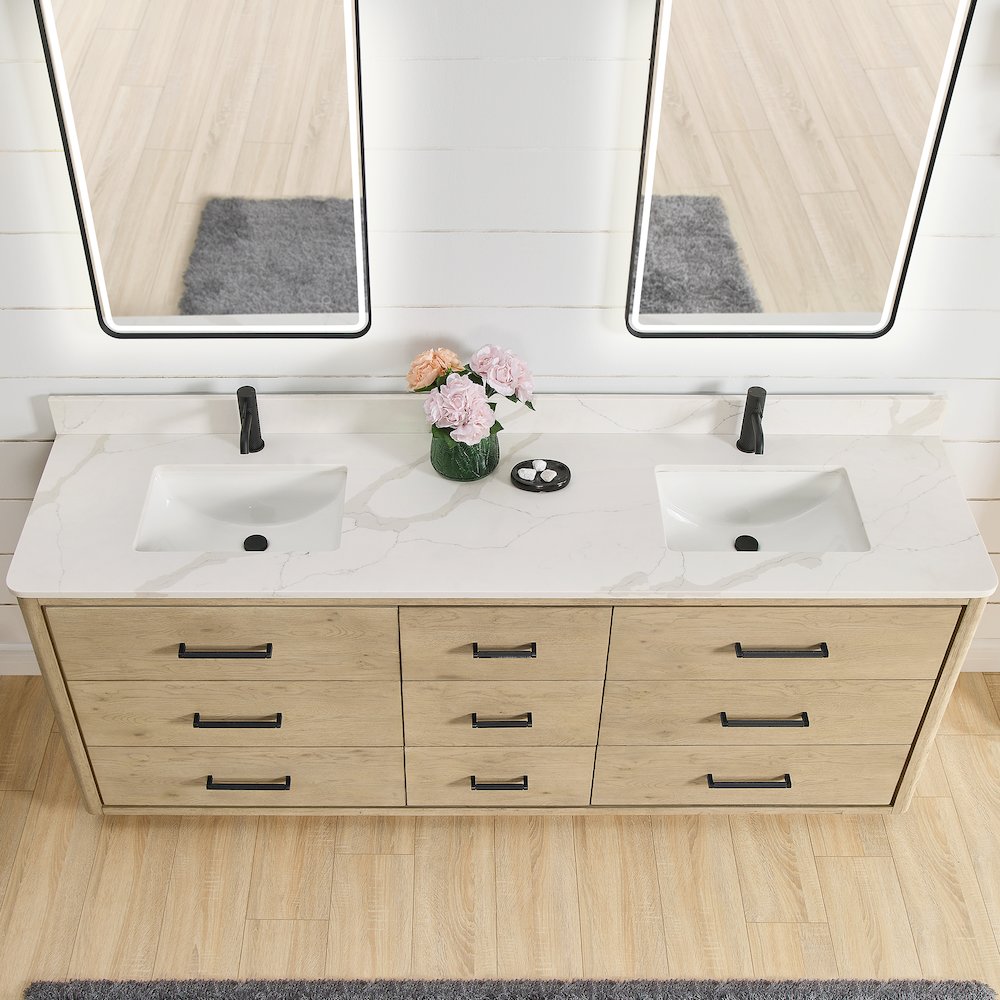 Porto 84" Free-standing Double Bath Vanity in Aged Natural Oak. Picture 3