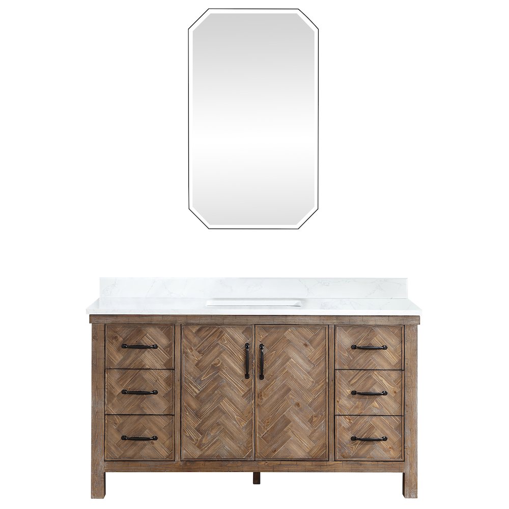 Javier 60" Free-standing Single Bath Vanity in Spruce Antique Gray. Picture 1