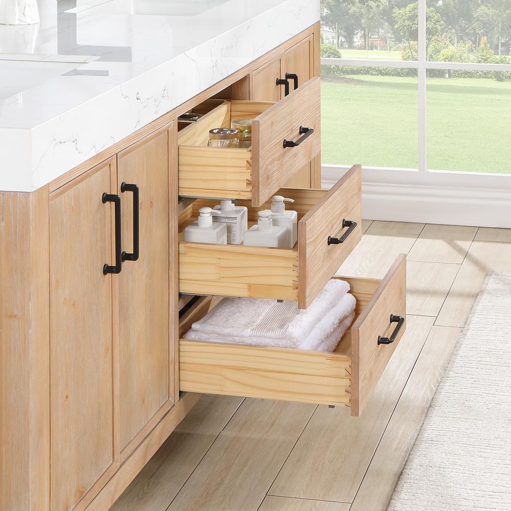 Free-standing Double Bathroom Vanity with Composite top in Lightning White. Picture 11
