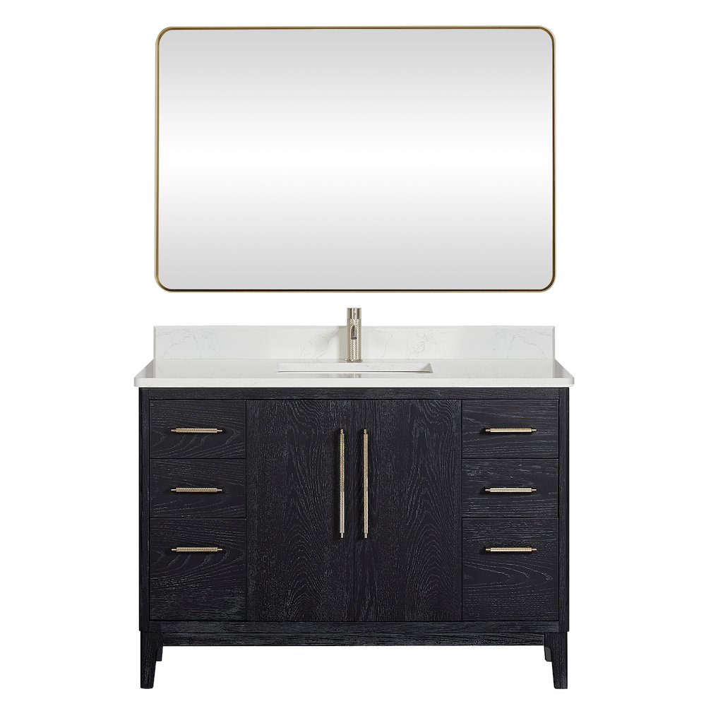 Gara 48" Free-standing Single Bath Vanity in Fir Wood Black. Picture 1