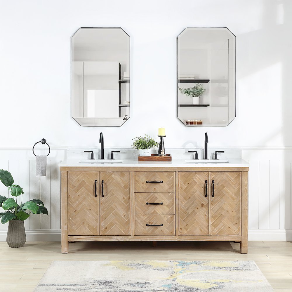 Javier 72" Free-standing Double Bath Vanity in Spruce Antique Brown. Picture 3